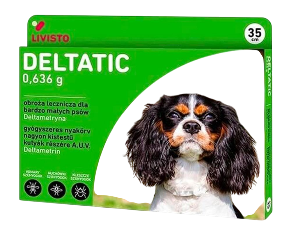 Zgarda antiparazitara caini talie foarte mica Deltatic, 35 cm