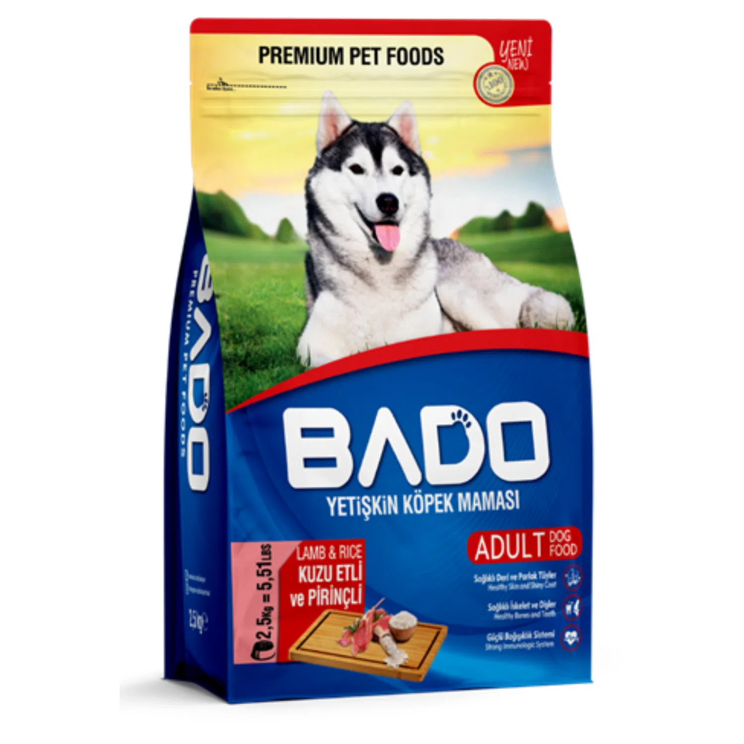 Hrana uscata pentru caini adulti,Bado, cu miel si orez, 2.5 kg