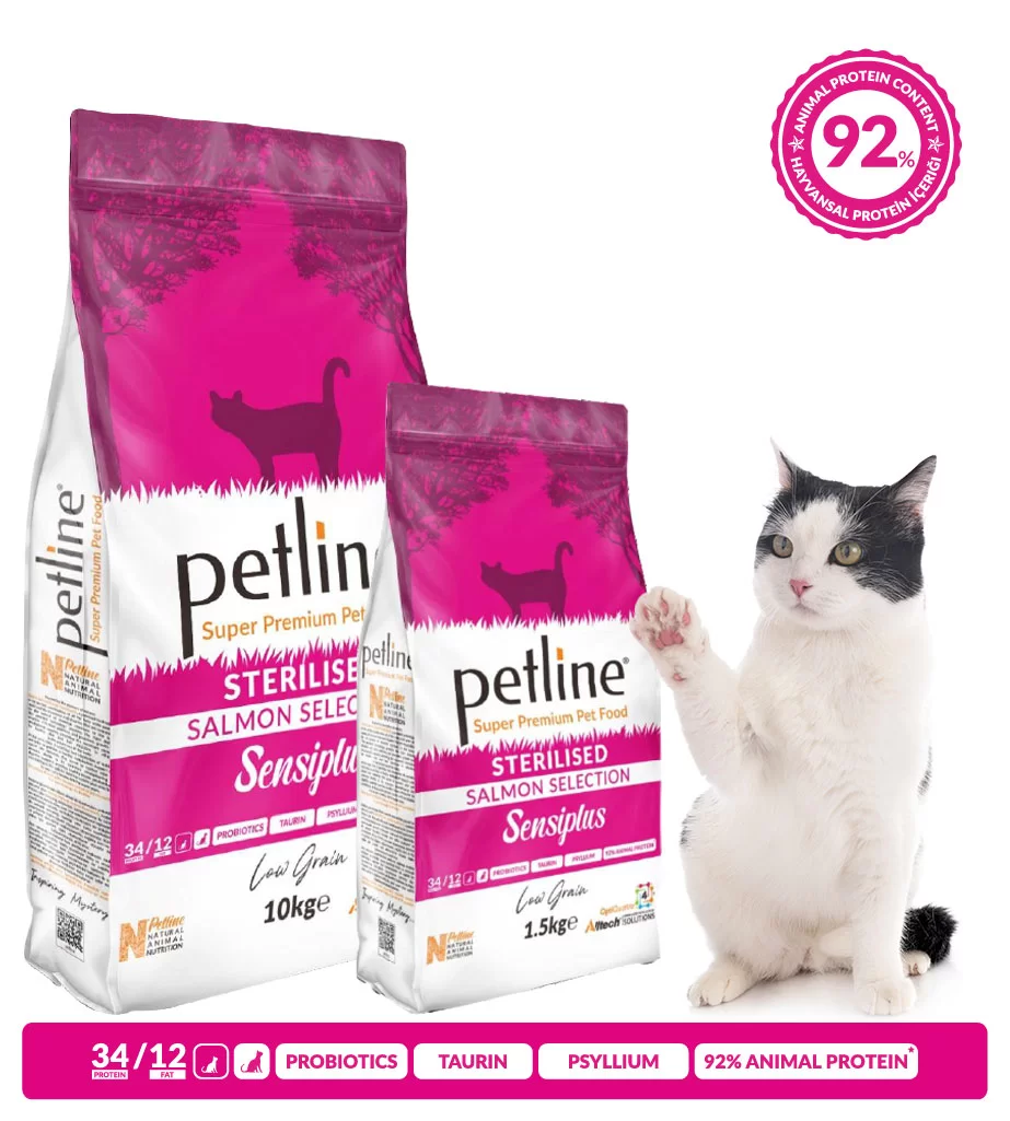 Petline SensiPlus, hrana uscata superpremium pentru pisici sterilizate,, cu somon, 1.5 kg