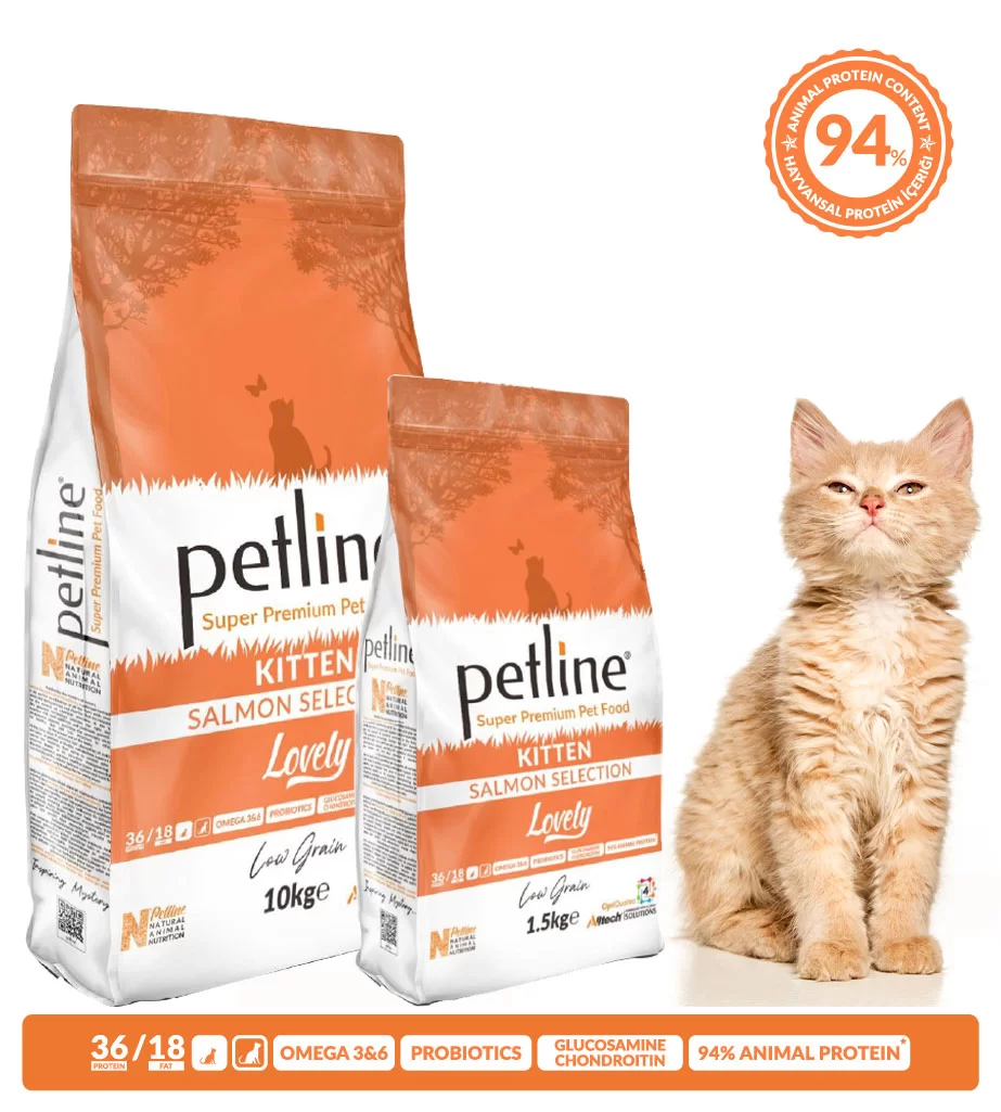 Petline Lovely Kitten, hrana uscata superpremium pentru pui de pisica,, cu somon, 1.5 kg