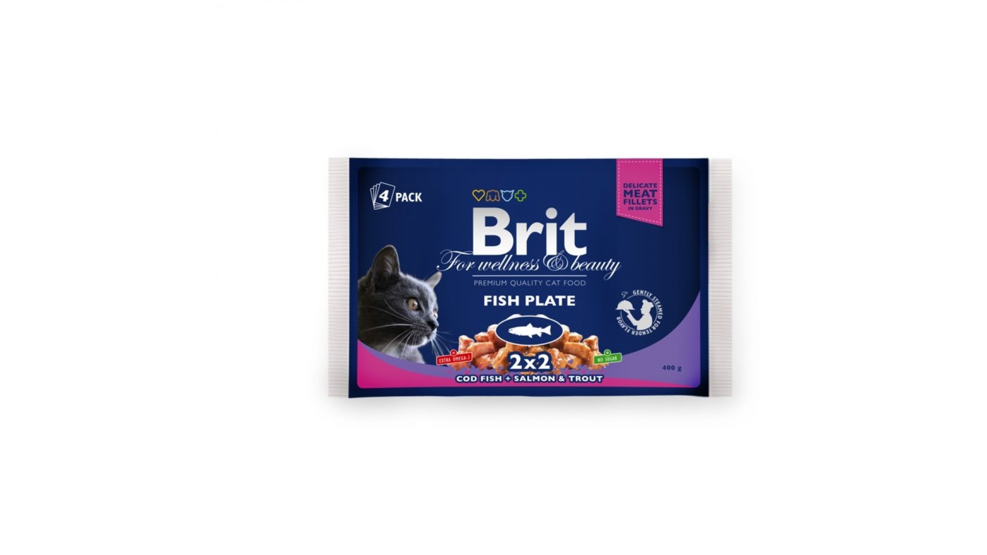 Brit Premium Cat Multipack Felii de Peste 4 Plicuri x 100 Gr Brit imagine 2022