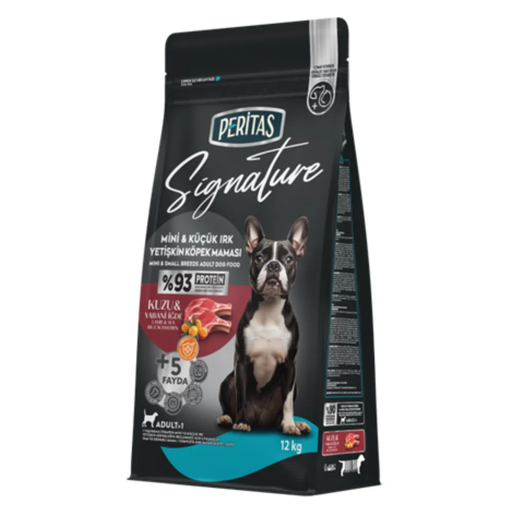 Hrana uscata pentru caini adulti, talie mica, Peritas Signature, cu miel si orez, 12 kg