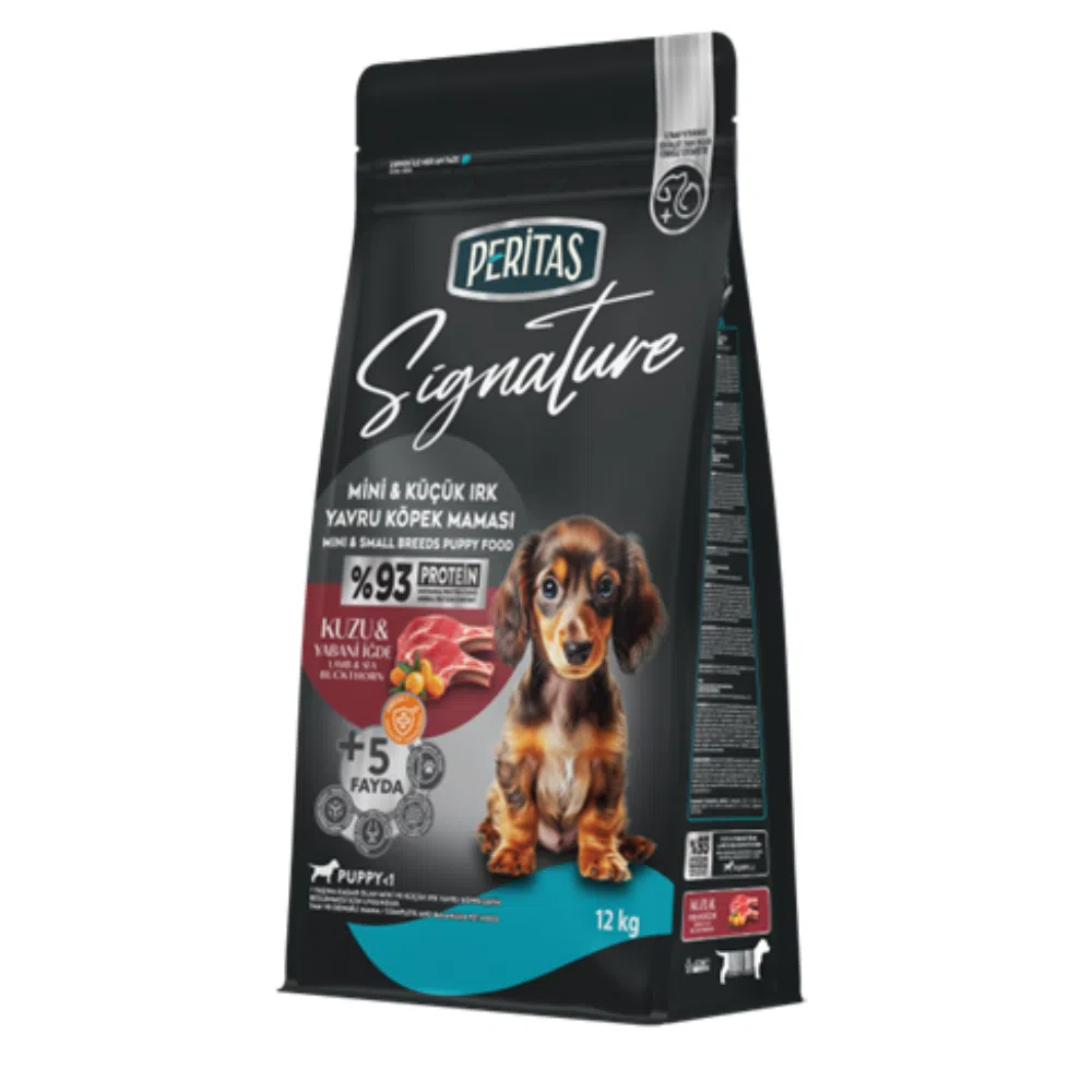 Hrana uscata pentru caini, juniori, talie mica, Peritas Signature, cu miel si orez, 12 kg