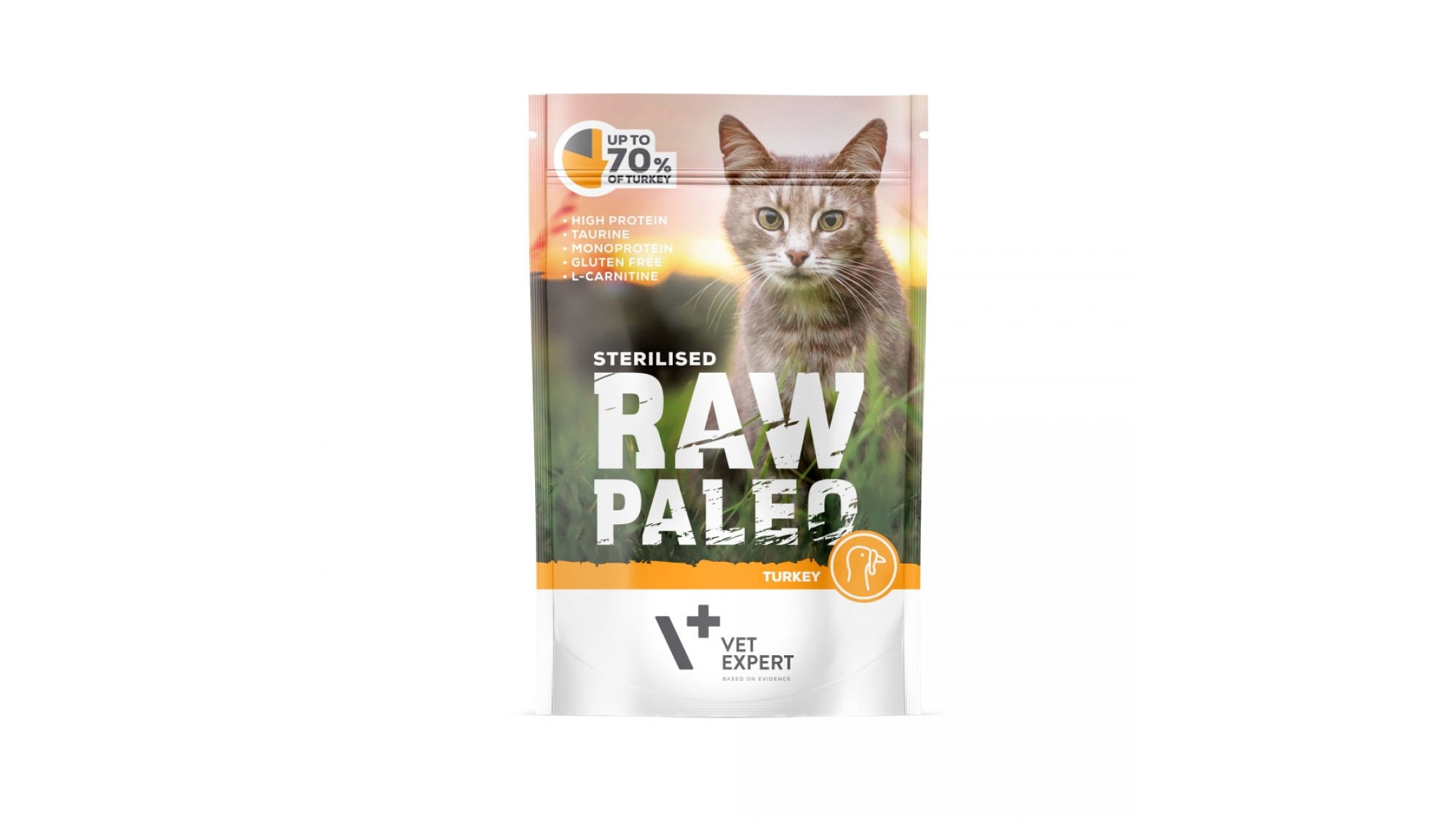 Raw Paleo Cat Sterilised Carne de Curcan, 100 g Raw Paleo