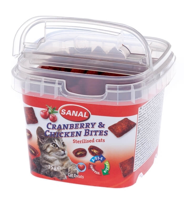 Sanal Cat Cranberry & Chicken Bites Cup 75 gr bites imagine 2022