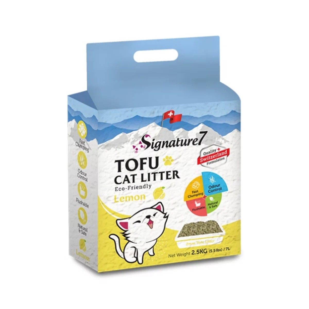 Asternut Igienic pentru pisici, Tofu, Signature7, cu lamaie, 7 L