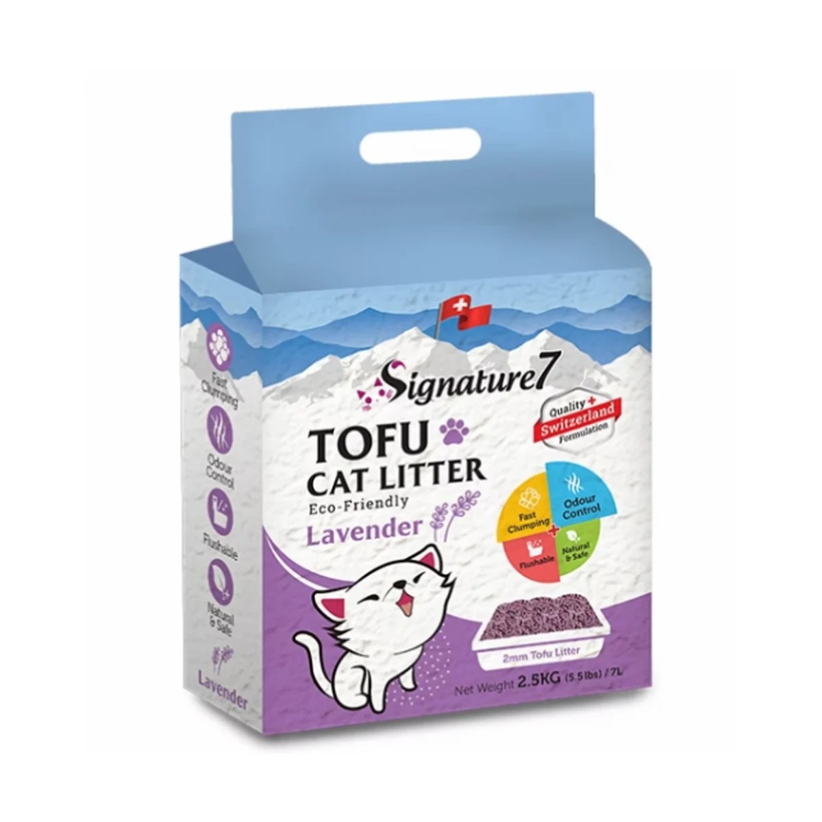 Asternut Igienic pentru pisici, Tofu, Signature7, cu lavanda 7 L
