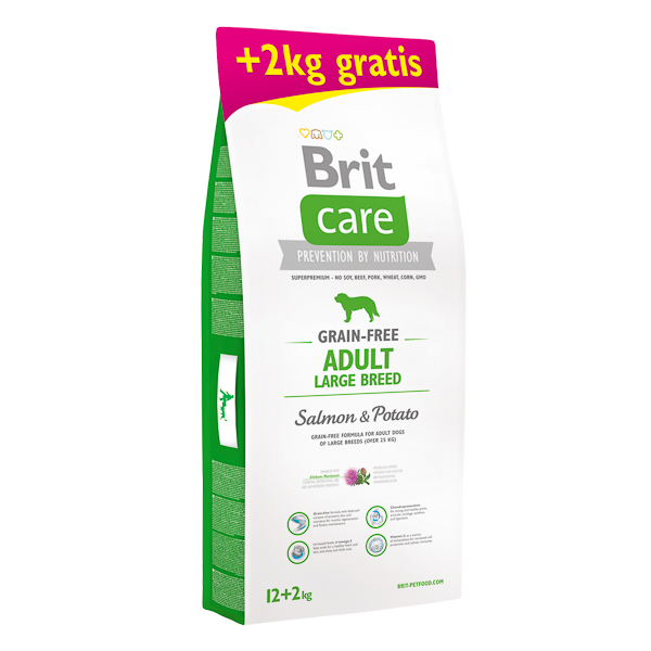 Brit Care Grain-Free Adult Large Breed Salmon and Potato 12 kg plus 2 kg